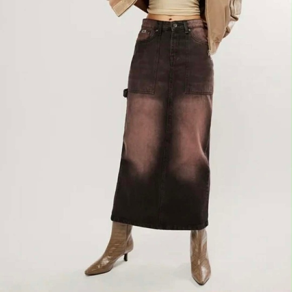 NWT The Ragged Priest Carpenter Brown Scandi Girl 90s Grunge Maxi Skirt US 10 - Picture 1 of 3